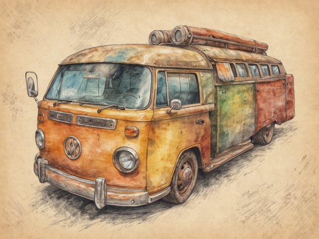 Auf dem Bild ist ein bunter, alter Volkswagen-Bus zu sehen. Solche Busse sind ideal für Familienausflüge und Abenteuer. Hier sind einige Aktivitäten, die die ganze Familie zusammen machen kann:1. **Roadtrip**: Plant einen gemeinsamen Ausflug zu einem nahegelegenen Ziel. Nehmt Proviant mit und erkundet neue Orte.2. **Camping**: Verbringt ein Wochenende im Freien. Der Bus bietet genug Platz für Zelte und Schlafsäcke.3. **Picknick**: Packt ein Picknick ein und verbringt den Tag im Park oder am Strand.4. **Entdeckungsreise**: Besucht historische Stätten oder Naturparks in eurer Umgebung.5. **Kreatives Basteln**: Gestaltet den Innenraum des Busses gemeinsam kreativ oder dekoriert ihn mit persönlichen Erinnerungen.Diese Aktivitäten stärken die Familienbande und sorgen für unvergessliche Erlebnisse!