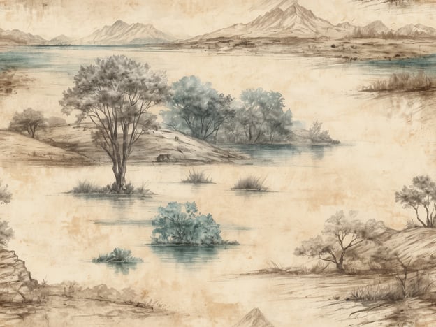 Das Bild zeigt eine ruhige Landschaft mit verschiedenen Bäumen und Gewässern, umgeben von sanften Hügeln und Bergen im Hintergrund. Diese Szenerie erinnert an die friedliche Natur der Region um Millstatt, die bekannt für ihren wunderschönen Millstätter See und die beeindruckende Gebirgslandschaft ist.In der Geschichte von Millstatt spielte die Verbindung von Natur und Kultur eine große Rolle. Die Gegend war einst ein wichtiger Ort für das Klosterleben und wurde von Mönchen geprägt, die sich in der harmonischen Umgebung niederließen. Die ruhige Atmosphäre und die malerische Landschaft trugen dazu bei, dass Millstatt zu einem Zentrum der Spiritualität und der Kunst wurde. Auch heute noch zieht die Schönheit der Natur viele Besucher an, die die Ruhe und den Zauber dieser Region erleben möchten.