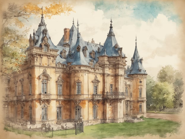 Auf dem Bild sieht man ein beeindruckendes Schloss mit einem charakteristischen, verspielten Architekturstil. Es weist mehrere Türme und spitze Dächer auf, die an das romantische Design vergangener Zeiten erinnern.Die Geschichte von Laxenburg ist eng mit diesem Typus von Bauwerken verbunden. Laxenburg, nahe Wien, war ein bevorzugter Aufenthaltsort der Habsburger. Das Schloss und die dazugehörigen Gärten waren einst ein wichtiger Rückzugsort für die königliche Familie und wurden häufig für Feste und Veranstaltungen genutzt. Der Ort verkörpert die Eleganz und den Glanz der Monarchie, was sich auch in der prunkvollen Architektur widerspiegelt.Die sanfte Farbpalette und die Detailgenauigkeit der Darstellung verdeutlichen die historische Bedeutung solcher Bauwerke in der österreichischen Kultur und Geschichte.