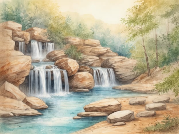 Auf dem Bild sind malerische Wasserfälle zu sehen, die in einen ruhigen Teich fließen, umgeben von Felsen und üppiger Vegetation. Solch eine natürliche Umgebung bietet optimale Voraussetzungen für Heilquellen und Wellness-Angebote.Die beruhigende Atmosphäre der Wasserfälle und das kristallklare Wasser fördern die Entspannung und regenerative Gesundheitsanwendungen. Besucher könnten hier die Vorteile von Aromatherapie oder Hydrotherapie genießen, während die sanften Geräusche des Wassers zur Stressreduktion beitragen. Zudem sind solche Landschaften ideal für Meditation und Achtsamkeitsübungen, die das allgemeine Wohlbefinden unterstützen. 