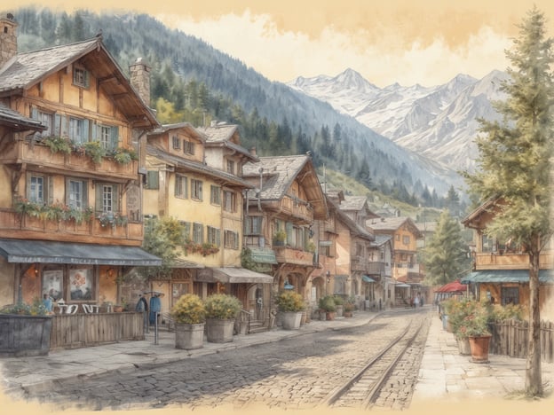 Auf dem Bild ist eine malerische Straße in einem alpinen Dorf mit charmanten, traditionell gestalteten Häusern zu sehen. Die Gebäude sind mit blühenden Fensterkästen geschmückt und zeigen eine harmonische Farbgebung, die das lebendige Dorfambiente unterstreicht. Im Hintergrund ragen majestätische Berge mit schneebedeckten Gipfeln empor.In der Geschichte von Bad Gastein wird deutlich, dass dieser Ort für seine heilenden Thermalquellen bekannt ist. Im 19. Jahrhundert entwickelte sich Bad Gastein zu einem beliebten Kurort für wohlhabende Gäste, die die entspannende Atmosphäre und die eindrucksvolle Natur schätzten. Die eindrucksvolle Architektur und die Lage in den Alpen machen Bad Gastein zu einem einzigartigen Ziel, das sowohl für Erholungssuchende als auch für Naturliebhaber ansprechend ist. Die Szene im Bild spiegelt die Schönheit und den Charme wider, der Bad Gastein heute noch auszeichnet.