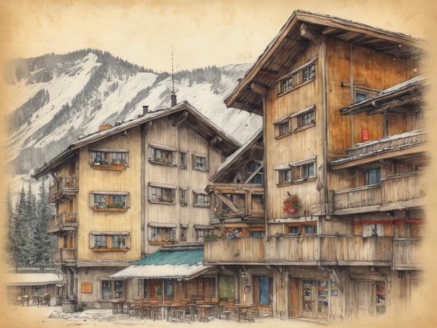 Auf dem Bild sind mehrere gemütliche Holzgebäude zu sehen, die typisch für alpine Regionen sind. Diese Art von Architektur ist in Obertauern verbreitet und spiegelt die traditionelle Bauweise wider. In der Gegend gibt es zahlreiche Unterkünfte, wie Chalets und Hotels, die sowohl Komfort als auch rustikalen Charme bieten.Die Umgebung, die von schneebedeckten Bergen und dichten Wäldern geprägt ist, macht Obertauern zu einem beliebten Ziel für Wintersportler. In der Gastronomie der Region findet man eine Vielfalt an Restaurants und Hütten, die lokale Spezialitäten wie Tiroler Speckplatten, Kaiserschmarrn oder deftige Suppen anbieten. Hier können Gäste den Tag nach dem Skifahren gemütlich ausklingen lassen.