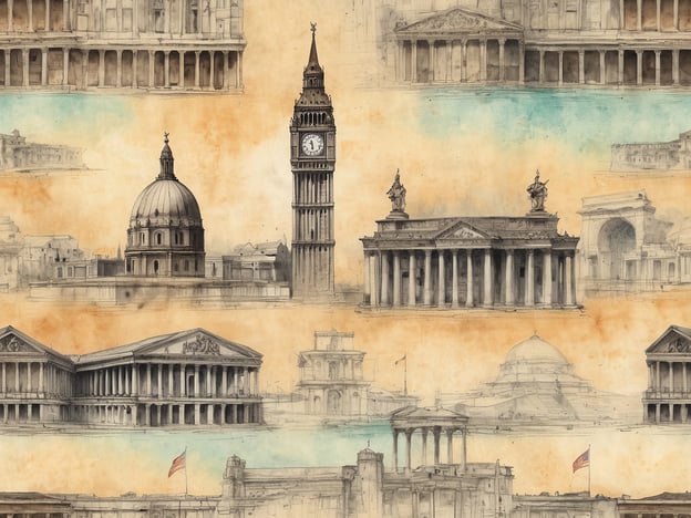 Auf dem Bild sind verschiedene kulturelle Sehenswürdigkeiten zu sehen, die bedeutende Architektur aus verschiedenen Städten repräsentieren.1. **Big Ben** in London – ein bekanntes Wahrzeichen, das zum Houses of Parliament gehört.2. **Die Kuppel der Peterskirche** in Rom – ein prächtiges Beispiel für die Renaissance-Architektur.3. **Das Brandenburger Tor** in Berlin – ein Symbol der deutschen Einheit.4. **Das Kolosseum** in Rom – ein antikes Amphitheater, das die römische Ingenieurskunst zeigt.5. **Der Weiße Haus** in Washington D.C. – die Residenz des Präsidenten der Vereinigten Staaten.Diese Sehenswürdigkeiten spiegeln die kulturelle Vielfalt und historische Bedeutung ihrer jeweiligen Städte wider.