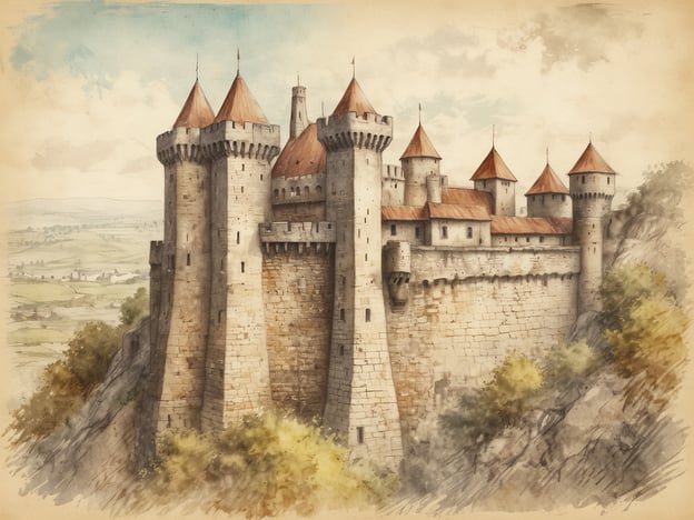 Auf dem Bild ist eine beeindruckende Burg zu sehen, die an die Riegersburg erinnert, eine bekannte Festung in Österreich. Die Riegersburg thront majestätisch auf einem vulkanischen Hügel und bietet einen herrlichen Blick über die Umgebung. Die Burg ist bekannt für ihre gut erhaltenen Mauern und Türme, die im Laufe der Jahrhunderte viele Angriffe überstanden haben.Die Geschichte der Riegersburg ist reichhaltig und umfasst Jahrhunderte von Belagerungen und politischen Intrigen, angefangen im 12. Jahrhundert, als sie errichtet wurde, bis hin zu ihrer Rolle in den Auseinandersetzungen während der Reformationszeit. Ihre Architektur und die strategische Lage machten sie zu einem wichtigen Verteidigungsbau.Mit ihrer markanten Silhouette und einer Vielzahl von Türmen und Zinnen ist die Riegersburg nicht nur ein Symbol für Stärke, sondern auch ein faszinierendes Zeugnis der mittelalterlichen Baukunst. Der Blick auf die zerklüftete Landschaft um die Burg verstärkt das Gefühl von Abgeschiedenheit und Macht, das diese Festung vermittelt.
