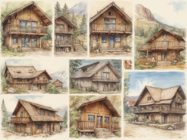 Auf dem Bild sind verschiedene malerische Berghütten zu sehen, die typisch für alpine Regionen sind. Die Architektur ist rustikal, mit vielen Holzelementen und Balkonen, die einen Blick auf die umliegende Landschaft ermöglichen.In Lech gibt es eine Vielzahl an wunderbaren Unterkünften, die diesen traditionellen Stil aufgreifen. Dazu gehören gemütliche Chalets und moderne Hotels, die Gästen ein authentisches alpines Erlebnis bieten. Ein paar Beispiele sind das "Almhof Schneider" und das "Hotel Post Lech", die beide einladende Atmosphären und Komfort bieten. Diese Unterkünfte sind ideal für Skifahrer sowie für Wanderer, die die Schönheit der Alpen genießen möchten.