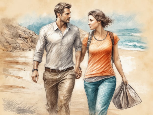 Auf dem Bild sind zwei Personen zu sehen, die Hand in Hand entlang eines Strandes spazieren. Sie scheinen eine entspannte Zeit zu genießen, während im Hintergrund das Meer und einige Felsen sichtbar sind.Der Aldiana CLUB NAGA BAY eignet sich für Paare, Familien und Reisende, die eine Mischung aus Entspannung und Aktivitäten suchen. Er ist ideal für Leute, die Sport, Wellness und ein geselliges Ambiente schätzen, sowie für diejenigen, die die lokale Kultur erleben möchten.
