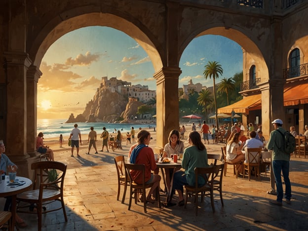 Auf dem Bild ist eine hübsche Szenerie zu sehen, die eine Strandpromenade bei Sonnenuntergang zeigt. Menschen sitzen in einem Restaurant, genießen ihre Getränke und Speisen, während andere am Strand spazieren gehen. Die Atmosphäre wirkt lebhaft und entspannt.Wenn es um verantwortungsvollen Alkoholkonsum im Flugzeug geht, hier einige Tipps:1. **Maß halten**: Auch wenn alkoholische Getränke im Flugzeug angeboten werden, ist es ratsam, in Maßen zu konsumieren, um Dehydrierung und unangenehme Nebeneffekte zu vermeiden.2. **Wasser trinken**: Begleite jeden Drink mit ausreichend Wasser, um hydriert zu bleiben. Dies hilft, die Auswirkungen des Alkohols zu mildern.3. **Essen ist wichtig**: Konsumiere einen Snack oder eine Mahlzeit, wenn Alkohol serviert wird. Dies kann dazu beitragen, die Wirkung des Alkohols abzuschwächen.4. **Vermeide Übertreibungen**: Trinke nicht, um Zeit totzuschlagen oder Stress abzubauen. Plane stattdessen, dass alkoholische Getränke Teil eines genussvollen Reisestils sind.5. **Achte auf deine Umgebung**: Sei dir der anderen Passagiere und der Kabinenbesatzung bewusst. Ein respektvoller Umgang ist wichtig, besonders in einem engen Raum wie einem Flugzeug.Durch bewusstes Trinken kannst du das Flugerlebnis für dich und andere angenehm gestalten.