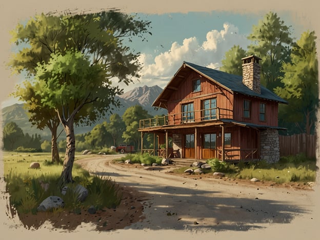Auf dem Bild sieht man eine malerische Hütte in einer ländlichen Gegend, umgeben von Bäumen und Bergen im Hintergrund. Die Umgebung wirkt einladend und naturnah, ideal für einen umweltfreundlichen Urlaub.Für eine nachhaltige Planung könnte man beispielsweise folgende Aspekte berücksichtigen:1. **Anreise**: Mit öffentlichen Verkehrsmitteln oder Elektroautos anreisen, um den CO₂-Fußabdruck zu minimieren.2. **Unterkunft**: Übernachten in umweltfreundlichen Unterkünften, die nachhaltige Praktiken anwenden.3. **Aktivitäten**: Wanderungen oder Fahrradtouren in der Natur unternehmen, um die Umgebung zu erkunden, ohne die Umwelt zu belasten.4. **Essen**: Lokale und biologische Produkte konsumieren, um die Region zu unterstützen und umweltfreundlich zu handeln.5. **Müllvermeidung**: Auf Einweggeschirr verzichten und Müll vermeiden, wo immer es möglich ist.So kann man einen schönen und gleichzeitig verantwortungsvollen Urlaub genießen.