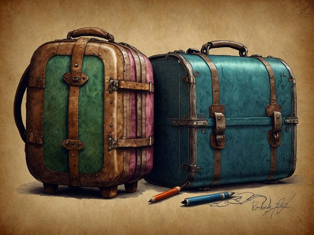 Auf dem Bild sind zwei stilisierte Koffer zu sehen, einer mit grünen und rosa Elementen, der andere in einem blauen Farbton. Um den ultimativen Winterurlaub zu genießen, hier einige Tipps:1. **Die richtige Kleidung**: Packe warme, isolierte Kleidung ein, die atmungsaktiv ist. Fleecejacken und wasserfeste Jacken sind ein Muss.2. **Winterschuhe**: Wähle gut isolierte, rutschfeste Stiefel, die für Schnee und Glätte geeignet sind.3. **Aktivitäten planen**: Denke an Aktivitäten wie Skifahren, Snowboarden oder Winterwandern. Informiere dich im Voraus über die besten Orte.4. **Reisevorbereitungen**: Checke die Wettervorhersage und plane deine Reise entsprechend. Flexible Reisepläne helfen, falls sich das Wetter ändert.5. **Gesundheit und Sicherheit**: Vergiss nicht, warme Getränke und Snacks einzupacken, um dich bei kaltem Wetter zu stärken.6. **Entspannung nicht vergessen**: Plane auch Zeit für Entspannung ein, vielleicht in einem gemütlichen Hotel oder einer Ferienwohnung mit Kamin.Viel Spaß beim Planen!