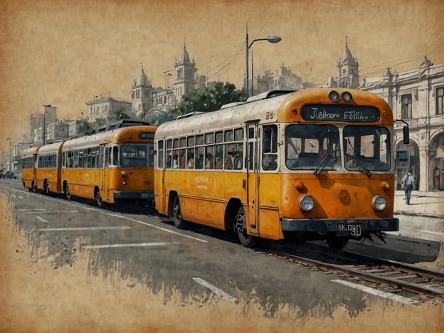 Auf dem Bild sind mehrere gelbe Straßenbahnen zu sehen, die an einer Haltestelle angeordnet sind. Die Fahrzeuge haben ein nostalgisches Design und scheinen an einem belebten Ort zu stehen, umgeben von historischen Gebäuden. Die Szene vermittelt eine angenehme Atmosphäre, die an vergangene Zeiten erinnert.Die Verwendung von Straßenbahnen bietet Bequemlichkeit beim Reisen und sorgt für eine stressfreie Erkundung der Stadt. Das stilvolle Design der Straßenbahnen ergänzt die kulturelle Umgebung, was die Planung eines Besuchs in dieser Gegend noch ansprechender macht.
