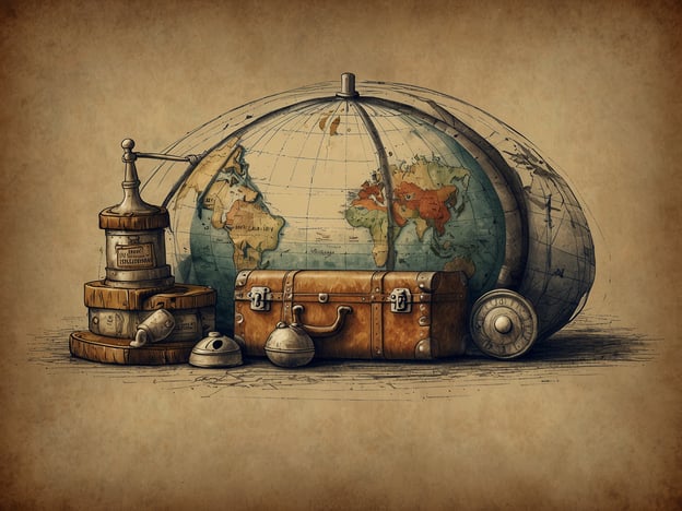 Auf dem Bild sind verschiedene Reiseutensilien zu sehen, die an bevorstehende Reisevorbereitungen erinnern. Der Globus symbolisiert das Ziel oder die Ziele, die man bereisen möchte. Dazu kommen ein antiker Koffer, der an die Notwendigkeit erinnert, das Gepäck zu packen.
Bei den Reisevorbereitungen sind folgende Aspekte wichtig:
1. **Visum**: Je nach Reiseziel muss man möglicherweise ein Visum beantragen, um ins Land einreisen zu dürfen.
2. **Impfungen**: Für viele Reiseziele sind bestimmte Impfungen erforderlich oder empfohlen, um gesund zu bleiben und um sicher zu reisen.
3. **Packliste**: Der Koffer erinnert daran, eine detaillierte Packliste zu erstellen – von Kleidung bis hin zu notwendigen Dokumenten.
Diese Elemente sind unerlässlich, um sicherzustellen, dass die Reise reibungslos verläuft.