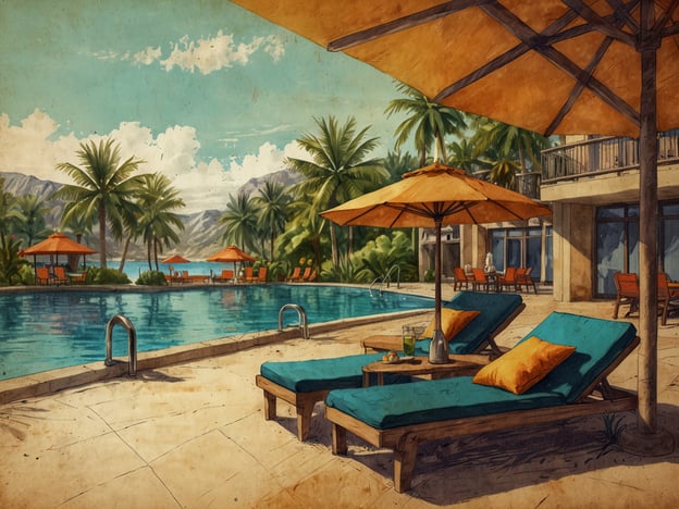 Auf dem Bild ist eine entspannende Poollandschaft in einem tropischen Resort zu sehen. Es gibt Liegen mit Sonnenschirmen, Palmen und einen klaren Pool im Vordergrund sowie einen Blick auf ein weiteres Gebäude des Resorts im Hintergrund.
Ein All-Inclusive-Urlaub ist eine Urlaubsform, bei der die Kosten für Unterkunft, Verpflegung, Getränke und oft auch weitere Dienstleistungen wie Freizeitaktivitäten und Unterhaltung in einem Gesamtpreis enthalten sind. Dies ermöglicht Reisenden, sich um nichts Gedanken zu machen und die Annehmlichkeiten ohne zusätzliche Kosten zu genießen.
