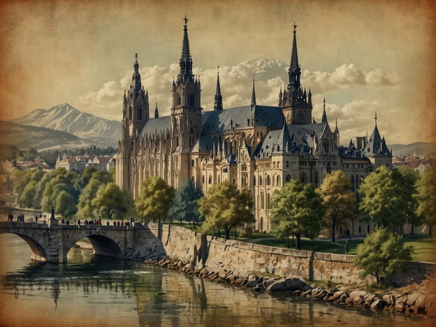Auf dem Bild ist eine beeindruckende Architektur zu sehen, wahrscheinlich ein Schloss oder eine Kathedrale, umgeben von einer malerischen Landschaft mit Bergen im Hintergrund und einem Fluss im Vordergrund.Europa ist das perfekte Reiseziel, weil es eine reiche kulturelle Geschichte und beeindruckende Architektur bietet, die überall zu finden sind. Von majestätischen Schlössern bis hin zu historischen Städten, die einen Einblick in vergangene Epochen geben, kann jeder Reisende etwas für sich entdecken. Die Vielfalt der Landschaften, seien es Berge, Strände oder malerische Dörfer, macht Europa zu einem idealen Ziel für Naturliebhaber und Abenteuerlustige. Auch die kulinarische Vielfalt und die herzliche Gastfreundschaft der Europäischen Länder tragen dazu bei, dass jede Reise unvergesslich wird.