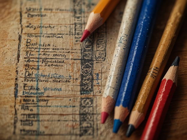 Auf dem Bild sind Buntstifte und ein handgeschriebenes Dokument zu sehen. Wenn du dich auf deinen ersten Backpacking-Trip vorbereitest, könntest du diese Materialien nutzen, um eine Packliste zu erstellen oder wichtige Informationen festzuhalten. Hier sind einige Vorbereitungen, die du treffen könntest:1. **Packliste erstellen**: Schreibe alles auf, was du mitnehmen möchtest, von Schlafsack bis zu Wanderschuhen.2. **Routen planen**: Nutze das Blatt, um deine Reiseroute festzuhalten und Übernachtungsorte zu notieren.3. **Budget planen**: Schreibe deine Ausgaben und ein ungefähres Budget auf.4. **Notizen**: Halte Tipps und wichtige Hinweise von Freunden oder aus Reiseführern fest.Mit diesen Vorbereitungen bist du gut gerüstet für dein Abenteuer!