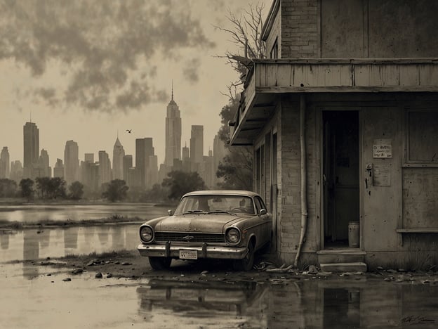 Auf dem Bild ist ein alter, verfallener Ort mit einem rostigen Auto und einer Aussicht auf eine Stadtsilhouette im Hintergrund zu sehen. Es vermittelt eine melancholische Stimmung und zeigt die Verbindung zwischen Natur und urbaner Umgebung.Hier sind einige Sicherheit- und Gesundheitstipps für eine USA-Reise:1. **Reisesicherheit**: - Halte immer deine Wertsachen nah bei dir und achte auf deine Umgebung. - Nutze sichere Transportmittel wie offizielle Taxis oder Ridesharing-Dienste.2. **Gesundheit**: - Achte auf die regionalen Gesundheitsvorschriften, besonders in Zeiten von Krankheiten. - Trage eine kleine Erste-Hilfe-Ausrüstung mit dir und stelle sicher, dass du grundlegende Medikamente dabei hast.3. **Notfallnummern**: - Informiere dich über die lokalen Notrufnummern (in den USA ist es 911) und speichere diese in deinem Telefon.4. **Wetterbedingungen**: - Prüfe die Wettervorhersage, um dich auf extreme Wetterbedingungen vorzubereiten, besonders in den Sommermonaten.5. **Reiseversicherung**: - Erwäge den Abschluss einer Reiseversicherung, um dich im Falle von Krankheits- oder Verletzungsfällen abzusichern.Sichere dir eine unbeschwerte Reise durch gute Vorbereitung!