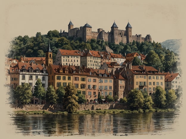 Auf dem Bild ist eine malerische Stadtansicht mit einem historischen Stadtkern zu sehen, der an einem Fluss liegt. Im Hintergrund befindet sich eine beeindruckende Burg oder Festung, die auf einem Hügel thront. Die Gebäude sind bunt und haben typische Satteldächer, was auf eine charmante, mitteleuropäische Architektur hindeutet.
Für einen Roadtrip durch Mitteleuropa könnte dieser Ort an der Strecke liegen, zum Beispiel, wenn man von Deutschland nach Tschechien fährt. Eine Route könnte durch malerische Städte wie Heidelberg oder Rothenburg ob der Tauber führen, bevor man weiter nach Prag reist. Solche Orte bieten nicht nur historische Sehenswürdigkeiten, sondern auch eine wunderschöne Landschaft entlang der Flüsse.