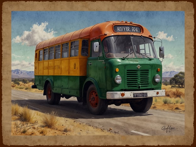 Auf dem Bild ist ein bunt lackierter Oldtimer-Bus zu sehen, der auf einer verlassenen Straße in einer ländlichen Umgebung fährt. Bei der Vorbereitung und Planung einer Reise könnte dieser Bus beispielsweise für einen Transportdienst in einem Abenteuer oder einer Rundreise genutzt werden.Vor der Reise wäre es wichtig, Informationen über die verfügbaren Buslinien und deren Fahrpläne einzuholen. Außerdem wäre eine Planungsphase zur Festlegung der Routen und Stationen für Stopps oder Besichtigungen sinnvoll, damit die Reise optimal gestaltet werden kann. Eventuell könnte man auch die Ausstattung und den Komfort des Busses in Betracht ziehen, um eine angenehme Reiseerfahrung zu gewährleisten.