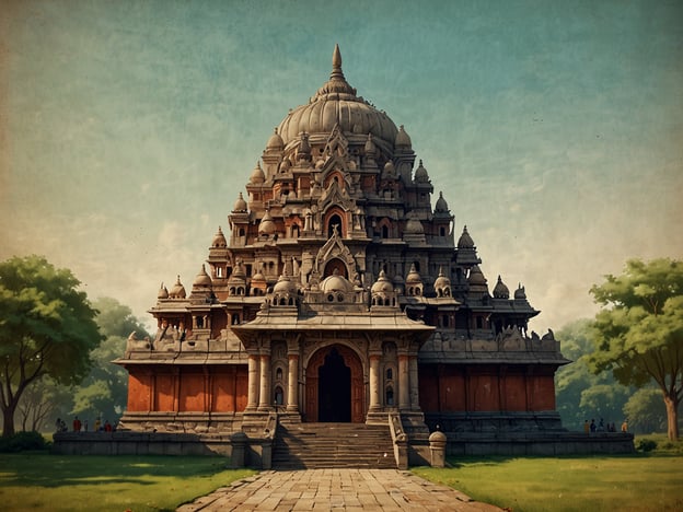 Auf dem Bild ist ein majestätischer Tempel zu sehen, der typisch für die Architektur zahlreicher Kulturen in Südasien ist. Diese Art von Tempel ist oft ein wichtiger Teil des kulturellen Erbes und der religiösen Traditionen der Region.Die auffällige Kuppel und die detaillierten Schnitzereien an den Wänden sind charakteristisch für die sakrale Architektur, die oft mit dem Hinduismus oder Buddhismus in Verbindung gebracht wird. Tempel sind Orte der Anbetung, Versammlungen und Feste, die Gemeinschaft und Glauben stärken.Um den Tempel herum sieht man eine grüne Umgebung, die oft in der indischen Landschaft zu finden ist und die Verbindung zur Natur und deren Spiritualität unterstreicht. Solche architektonischen Wunder sind nicht nur religiöse Stätten, sondern auch kulturelle Schätze, die die Geschichte und Traditionen eines Volkes widerspiegeln.