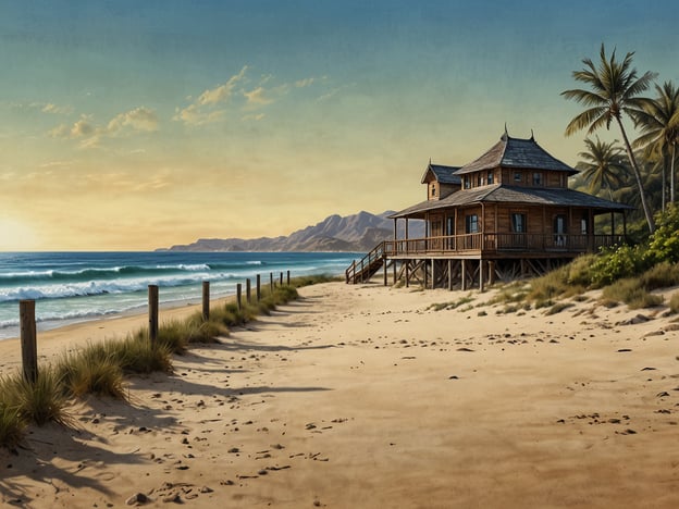 Auf dem Bild ist ein malerischer Strand mit einem wunderschönen Holzhaus zu sehen, umgeben von Palmen und sanften Wellen. Hier sind einige Geheimtipps für den perfekten Strandurlaub:
1. **Frühzeitige Planung**: Buche Flug und Unterkunft frühzeitig, um die besten Preise zu sichern.
2. **Abseits der Touristenmassen**: Suche nach weniger bekannten Stränden, wo du Ruhe und Entspannung genießen kannst.
3. **Lokale Kulinarik**: Probiere die regionale Küche in kleinen, lokalen Restaurants statt in großen Touristenfallen.
4. **Wasseraktivitäten**: Erkunde Angebote für Wassersportarten wie Schnorcheln oder Kajakfahren, um die Umgebung aktiv zu entdecken.
5. **Kultur und Natur**: Plane Ausflüge zu nahegelegenen Sehenswürdigkeiten oder Naturschutzgebieten, um einen Eindruck von der Umgebung zu bekommen.
6. **Reisezeit**: Informiere dich über die beste Reisezeit, um das ideale Wetter zu genießen und Menschenmengen zu vermeiden.
So kannst du einen unvergesslichen und entspannten Strandurlaub erleben!