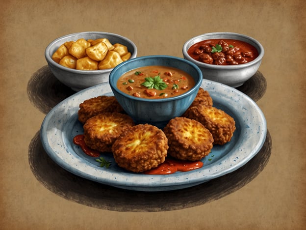 Auf dem Bild sind verschiedene kulinarische Highlights zu sehen, die man unbedingt probiert haben sollte:
1. **Frittierte Teigbällchen**: Diese goldbraun gebackenen oder frittierten Bällchen sind oft außen knusprig und innen weich. Sie könnten mit verschiedenen Saucen serviert werden, die ihren Geschmack perfekt ergänzen.
2. **Bohnen-Dip**: Eine cremige oder würzige Bohnenmischung, die ideal zum Dippen geeignet ist. Diese Art von Dip ist in vielen Küchen beliebt und bietet einen herzhaften Geschmack.
3. **Süßkartoffel- oder Kartoffelwürfel**: Diese stärkehaltigen Seiten sind eine tolle Ergänzung und können weich oder leicht knusprig sein. Sie sind eine beliebte Beilage zu vielen Hauptgerichten.
4. **Chili oder Tomatensauce**: Diese Saucen sind sowohl pikant als auch herzhaft und verleihen den Gerichten eine zusätzliche Geschmacksdimension. Sie sind perfekt, um die Aromen zu intensivieren.
Diese Kombination bietet eine Vielzahl von Texturen und Geschmäckern, die zusammen ein unvergessliches Geschmackserlebnis schaffen!