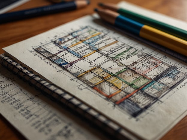 Auf dem Bild sind Notizbücher und Buntstifte zu sehen, wobei eines der Notizbücher eine skizzierte Grafik zeigt. Die Grafik wirkt strukturiert und könnte verschiedene Designs oder Pläne darstellen.Hier sind einige Tipps für eine stressfreie Flugreise nach Botswana:1. **Frühzeitig planen**: Buchen Sie Ihren Flug und Ihre Unterkunft im Voraus, um Stress am Reisetag zu vermeiden.2. **Reisedokumente**: Stellen Sie sicher, dass Ihr Pass gültig ist und alle erforderlichen Visa oder Genehmigungen vorliegen.3. **Gepäckbestimmungen**: Informieren Sie sich über die Gepäckbestimmungen Ihrer Airline und packen Sie leicht, um Übergepäckgebühren zu vermeiden.4. **Gesundheitsvorsorge**: Prüfen Sie, ob Impfungen erforderlich sind, und bringen Sie eine Reiseapotheke mit.5. **Unterhaltung**: Nehmen Sie Bücher, Musik oder Filme mit, um sich während des Fluges zu beschäftigen.6. **Entspannungstechniken**: Lernen Sie Entspannungsübungen oder Atemtechniken, um während des Flugs ruhig zu bleiben.7. **Ankunft vorbereiten**: Informieren Sie sich über lokale Transportmöglichkeiten und planen Sie Ihre Ankunft im Voraus, um Stress zu vermeiden.8. **Notfallkontakte**: Halten Sie eine Liste wichtiger Kontakte bereit, falls etwas schiefgeht.Mit diesen Tipps sollte Ihre Reise nach Botswana so angenehm wie möglich verlaufen!