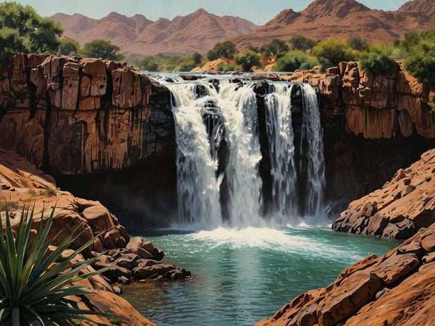 Auf dem Bild ist ein beeindruckender Wasserfall zu sehen, der aus einer Klippe stürzt und in einen klaren, türkisfarbenen Pool darunter fließt. Umgeben von majestätischen Bergen und üppiger Vegetation, bietet diese Szenerie eine atemberaubende natürliche Schönheit.
Einer der Must-See Sehenswürdigkeiten, die mit solchen Landschaften verbunden sind, wären beispielsweise die Victoriafälle in Afrika oder die Niagarafälle in Nordamerika. Diese Naturwunder ziehen jährlich Millionen von Touristen an, die die beeindruckende Kraft und Schönheit des Wassers erleben möchten. Ein weiterer interessanter Ort wäre der Yosemite Nationalpark in den USA, wo Besucher ebenfalls spektakuläre Wasserfälle finden.