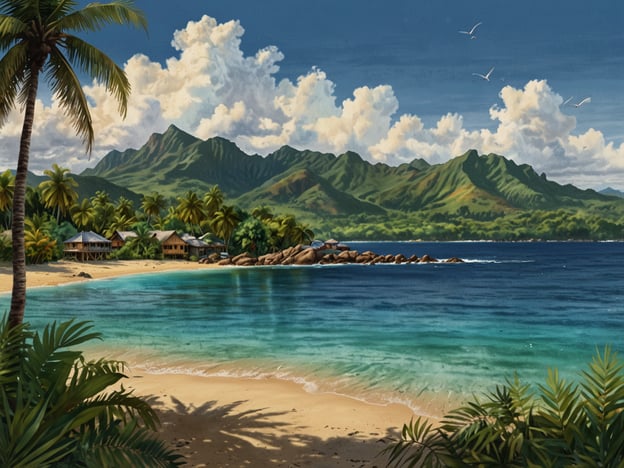 Auf dem Bild ist eine malerische Küstenlandschaft mit Palmen, einem Sandstrand und sanften Wellen zu sehen. Im Hintergrund erheben sich grüne Berge unter einem klaren blauen Himmel mit einigen Wolken.Wenn du Inselhopping auf Fidschi machst, wären einige der schönsten Inseln und ihre Highlights:1. **Mamanuca-Inseln**: Berühmt für ihre atemberaubenden Strände und erstklassigen Tauchmöglichkeiten. Perfekt für Wassersport und Entspannung.2. **Yasawa-Inseln**: Ideal für Wanderungen und die Erkundung der atemberaubenden Landschaften. Hier kannst du auch heiße Quellen entdecken und traditionelles Fidschi-Dorfleben erleben.3. **Taveuni**: Oft als „Garteninsel“ bezeichnet, bekannt für Regenwälder, Wasserfälle und ein einzigartiges Ökosystem. Ein Paradies für Naturliebhaber und Taucher.4. **Vanua Levu**: Weniger touristisch, bietet ruhige Strände und die Möglichkeit, die lokale Kultur authentisch zu erleben. Tolle Schnorchel- und Tauchspots.5. **Viti Levu**: Die größte Insel mit der Hauptstadt Suva, die eine Mischung aus Kultur, Märkten und wunderschönen Stränden bietet.Jede Insel hat ihren eigenen Charme und bietet einzigartige Erlebnisse, die den Trip unvergesslich machen.