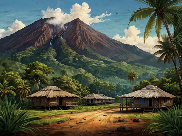 Auf dem Bild ist eine malerische Landschaft aus Vanuatu zu sehen, die von einem majestätischen Vulkan und üppiger tropischer Vegetation geprägt ist. Im Vordergrund sind traditionelle Holzhäuser mit Dächern aus Palmenblättern zu erkennen, die in einer idyllischen Umgebung stehen.**Warum Vanuatu als Reiseziel wählen?**1. **Natürliche Schönheit**: Vanuatu bietet atemberaubende Landschaften, darunter Vulkane, Wasserfälle und wunderschöne Strände, ideal für Naturliebhaber.2. **Kulturelle Vielfalt**: Die verschiedenen Inseln haben ihre eigenen einzigartigen Kulturen, Traditionen und Sprachen, die es zu entdecken gilt.3. **Wassersportmöglichkeiten**: Von Schnorcheln und Tauchen bis hin zu Surfing gibt es zahlreiche Aktivitäten im klaren Wasser des Südpazifiks.4. **Abenteuerliche Aktivitäten**: Vanuatu ist ein Paradies für Abenteurer mit Möglichkeiten zum Wandern, Ziplining und sogar Vulkanbesteigungen.5. **Freundliche Einheimische**: Die gastfreundlichen Bewohner heißen Besucher herzlich willkommen und bieten einen Einblick in das lokale Leben.Insgesamt ist Vanuatu ein ideales Reiseziel für unvergessliche Erlebnisse inmitten von unberührter Natur und kultureller Vielfalt.