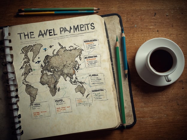 Auf dem Bild ist ein Notizbuch mit einer farblich gestalteten Weltkarte zu sehen. Neben dem Notizbuch steht eine Tasse Kaffee. Die Karte scheint annotiert zu sein, was darauf hindeutet, dass es sich um eine Art Reise- oder Informationsplan handelt.Um die besten Flüge zu finden, kannst du folgende Schritte unternehmen:1. **Flugsuchmaschinen nutzen:** Websites wie Google Flights, Skyscanner oder Kayak bieten eine umfassende Vergleichsmöglichkeit für verschiedene Airlines und Preise.2. **Flexible Daten verwenden:** Wenn du flexibel bist mit deinen Reisedaten, kannst du oft günstigere Tarife finden.3. **Preisalarm einstellen:** Viele Flugsuchmaschinen erlauben es, Preisalarme für spezifische Strecken einzurichten, um über Preisänderungen informiert zu werden.4. **Direkt bei Airlines prüfen:** Manchmal bieten Airlines exklusive Angebote nur über ihre eigenen Websites an.5. **Frühzeitig buchen:** In der Regel sind die Preise günstiger, wenn du deine Flüge einige Monate im Voraus buchst.Durch diese Tipps kannst du die besten Flugangebote finden und deine Reise gut planen.