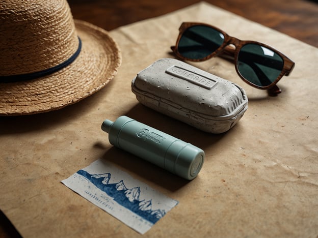 Auf dem Bild sind einige Gegenstände zu sehen, die gut zu einer Packliste für eine Hawaii-Reise passen:1. **Hut** - Essentiell für Sonnenschutz.2. **Sonnenbrille** - Wichtig, um sich vor der Sonne zu schützen und die Sicht zu verbessern.3. **Behälter (möglicherweise für Lotion oder Kosmetik)** - Nützlich für Sonnencreme oder andere Pflegeprodukte.4. **Karte oder Postkarte** - Praktisch für die Planung von Ausflügen oder als Erinnerung.Für deine Hawaii-Reise könntest du folgende Dinge einpacken:- **Sonnencreme**- **Strandhandtuch**- **Badebekleidung**- **leichte Kleidung**- **Flip-Flops oder Sandalen**- **Insektenschutzmittel**- **Wasserflasche**- **Wanderschuhe** (falls du Outdoor-Aktivitäten planst)Das Bild gibt dir einige gute Hinweise, was du unbedingt dabeihaben solltest!