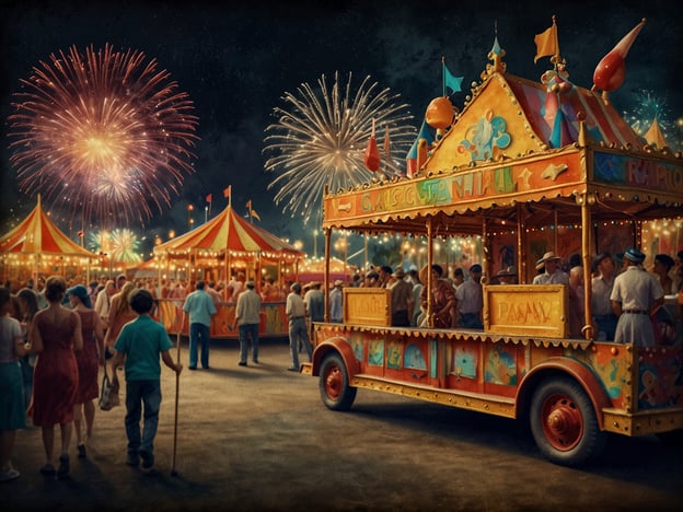 Auf dem Bild ist eine lebhafte Festveranstaltung zu sehen, wahrscheinlich ein Jahrmarkt oder ein Volksfest. Es gibt bunte Stände mit Leckereien und Attraktionen, umgeben von fröhlichen Menschen. Die nächtliche Atmosphäre wird durch ein spektakuläres Feuerwerk über den Festzelten unterstrichen.
Solche Veranstaltungen sollte man nicht verpassen:
1. **Oktoberfest** – Das größte Bierfest der Welt in München, perfekt für eine Mischung aus Tradition und Feier.
2. **Karneval** – Besonders in Städten wie Köln oder Rio de Janeiro, wo die Straßen mit bunten Kostümen und Paraden zum Leben erweckt werden.
3. **Weihnachtsmärkte** – Die festliche Atmosphäre mit Lichtern, Glühwein und handgefertigten Geschenken ist einzigartig.
4. **Silvesterfeier** – Der Jahreswechsel mit beeindruckenden Feuerwerken und festlichen Events in vielen Städten.
5. **Frühlingfest** – Ähnlich dem Oktoberfest, aber im Frühling, oft mit Fahrgeschäften und traditioneller Musik.
Solche Erlebnisse schaffen unvergessliche Erinnerungen und bringen Menschen zusammen!
