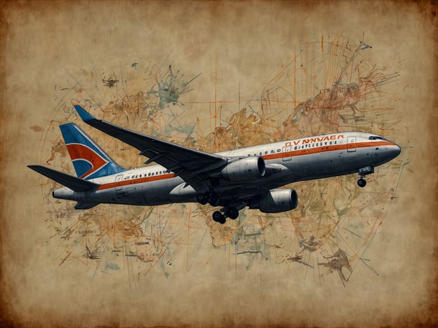 Auf dem Bild ist ein Flugzeug zu sehen, das anscheinend in der Nähe einer Landebahn fliegt. Der Hintergrund zeigt eine Art Weltkarte mit verschiedenen Linien und Farben, die eine künstlerische Darstellung von Routen oder geografischen Elementen annehmen.
Wenn du an den besten Fluggesellschaften und Verbindungen interessiert bist, könnten Airlines wie Lufthansa, Emirates oder Singapore Airlines erwähnt werden, da sie für ihre hervorragenden Serviceleistungen und internationalen Verbindungen bekannt sind.