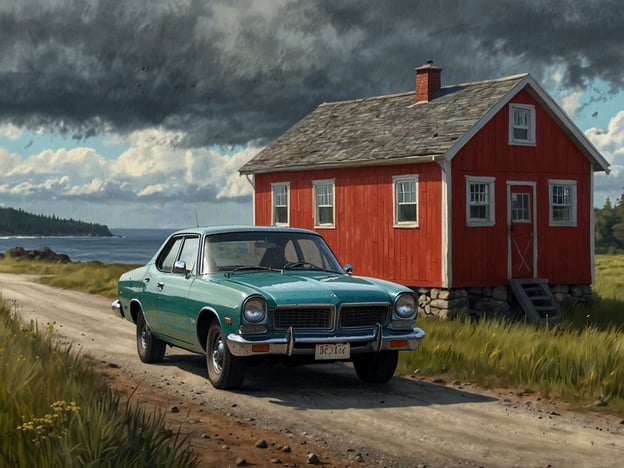 Auf dem Bild ist ein blauer Oldtimer vor einem roten Holzhaus zu sehen, umgeben von einer grünen Wiese und einem malerischen Landschaftshorizont. Hier sind einige praktische Reisetipps, die du berücksichtigen solltest, wenn du einen ähnlichen Ort besuchen möchtest:
1. **Fahrzeugwahl**: Wenn du in ländliche Gegenden reist, ist ein zuverlässiges Fahrzeug wichtig, um auf unebenen Straßen gut voranzukommen. Ein Oldtimer kann charmant sein, aber achte darauf, dass er zuverlässig ist.
2. **Wettervorsorge**: Überprüfe die Wettervorhersage vor deiner Reise. In der Abbildung sieht es nach wechselhaftem Wetter aus, also packe auch Kleidung für unerwartete Wetterbedingungen ein.
3. **Unterkunft**: Suche nach traditionellen, lokalen Unterkünften wie dem roten Holzhaus im Bild. Solche Unterkünfte bieten oft ein authentisches Erlebnis.
4. **Natur genießen**: Nutze die Gelegenheit, die malerische Landschaft zu erkunden. Mache Pausen, um die Natur zu genießen und Fotos zu machen.
5. **Sicherheitsausstattung**: Vergewissere dich, dass dein Auto gut ausgestattet ist, z. B. mit einem Erste-Hilfe-Set, Wasser und Snacks für längere Fahrten.
6. **Navigation**: Stelle sicher, dass du eine gute Karten-App oder ein GPS-Gerät hast, da ländliche Gegenden möglicherweise nicht immer gut beschildert sind.
Genieße deine Reise und die Schönheit der Natur!