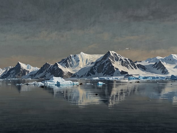 Auf dem Bild sind beeindruckende, schneebedeckte Berge sowie Eisberge in einer ruhigen Gewässerlandschaft der Antarktis zu sehen. Solche Landschaften sind charakteristisch für Top-Reiseziele in der Antarktis, wie:1. **Die Rosssee**: Ein großer Gewässerbereich, umgeben von majestätischen Gletschern und Tafelbergen.2. **Die Weddell-See**: Bekannt für ihre atemberaubenden Eisformationen und reichhaltige Tierwelt.3. **Die Antarktische Halbinsel**: Ein beliebtes Ziel für Expeditionskreuzfahrten, berühmt für seine spektakulären Landschaften und Tierbeobachtungen.4. **Deception Island**: Ein vulkanischer Krater, der interessante geologische Formationen sowie eine reiche Geschichte bietet.Diese Regionen sind ideal für Abenteurer und Naturliebhaber, die die unberührte Schönheit der Antarktis erleben möchten.