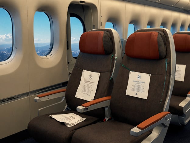 Auf dem Bild sind zwei Flugzeugsitze mit Fensteransicht zu sehen. Die Sitze sind mit Kissen ausgestattet und Informationen oder Sicherheitsanweisungen hängen an den Rückenlehnen.Hier sind einige Tipps für eine komfortable Flugreise:1. **Bequeme Kleidung**: Trage lockere und bequeme Kleidung, um den Sitzkomfort zu erhöhen.2. **Reise-Nackenkissen**: Nutze ein Nackenkissen, um den Kopf zu stützen und Nackenverspannungen zu vermeiden.3. **Wasser und Snacks**: Halte genug Wasser und gesunde Snacks bereit, um hydratisiert und energiegeladen zu bleiben.4. **Bewegung**: Stehe regelmäßig auf und bewege dich ein wenig, um die Durchblutung zu fördern, besonders bei Langstreckenflügen.5. **Unterhaltung**: Lade Filme oder Musik herunter, um die Zeit zu vertreiben.6. **Kopfhörer**: Verwende gute Kopfhörer oder Ohrstöpsel, um Außengeräusche zu dämpfen.7. **Kissen oder Decke**: Wenn möglich, bringe ein kleines Kissen oder eine leichte Decke mit, um es dir gemütlicher zu machen.Mit diesen Tipps bist du bestens auf deinen Flug vorbereitet!