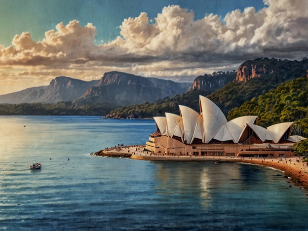 Auf dem Bild ist das berühmte Sydney Opera House zu sehen, ein ikonisches Bauwerk in Neusüdwales. In der Umgebung gibt es zahlreiche Aktivitäten und Sehenswürdigkeiten. Besucher können die Aufführungen im Opernhaus genießen oder eine geführte Tour durch das Gebäude machen.In der Nähe befinden sich auch der Sydney Harbour, ideal für Bootstouren und Fährtickets. Für Naturliebhaber bieten sich Wanderungen im Royal Botanic Garden und entlang der atemberaubenden Küstenlinien an. Zudem sind die Strände von Bondi und Manly beliebte Orte zum Schwimmen, Surfen oder einfach zum Entspannen am Strand.