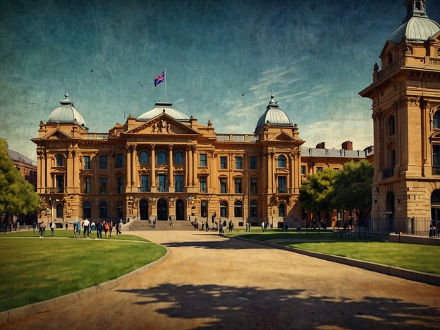 Auf dem Bild ist ein beeindruckendes historisches Gebäude zu sehen, das architektonisch sehr interessant ist. Es wirkt majestätisch mit seinen hohen Türmen und der Fassade aus hellen Steinen. Vor dem Gebäude gibt es einen großen offenen Platz, auf dem viele Menschen unterwegs sind. Die grüne Rasenfläche rund um das Gebäude schafft eine einladende Atmosphäre.
Entdecke die Highlights von Adelaide: Dieses Gebäude könnte das alte Rathaus oder ein ähnliches bedeutendes Bauwerk der Stadt sein, das oft für Veranstaltungen und Aktivitäten genutzt wird. Adelaide ist bekannt für seine schöne Architektur und die kulturellen Anziehungspunkte, die sich in der Stadt verteilen.