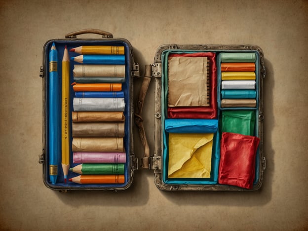 Auf dem Bild ist ein Koffer zu sehen, der mit verschiedenen bunten Stiften, Kreiden und Papierartikeln gefüllt ist. Diese Materialien könnten für kreatives Arbeiten, Zeichnen oder Basteln genutzt werden.
Hier sind einige praktische Tipps für eine gelungene Reise:
1. **Packliste erstellen**: Notiere dir im Voraus, was du benötigst, um das Gepäck zu organisieren und nichts Wichtiges zu vergessen.
2. **Leichtes Gepäck**: Wähle nur die nötigsten Gegenstände aus, um schweres Gepäck zu vermeiden und Mobilität zu gewährleisten.
3. **Allesschreiber und Notizblock**: Nimm einen Notizblock und einen Stift mit, um Gedanken, Erlebnisse oder wichtige Informationen während der Reise festzuhalten.
4. **Kreativität fördern**: Falls du gerne zeichnest oder schreibst, sind eine Skizze oder ein Notizbuch tolle Begleiter.
5. **Lokale Materialien nutzen**: Kaufe vor Ort Materialien, um die Reise authentischer zu gestalten und neue Möglichkeiten auszuprobieren.
6. **Dokumentation**: Halte besondere Momente mit Fotos oder in einem Reisetagebuch fest, um die Erinnerungen lebendig zu halten.
Mit diesen Tipps bist du gut gerüstet, um deine Reise kreativ und organisiert zu gestalten!