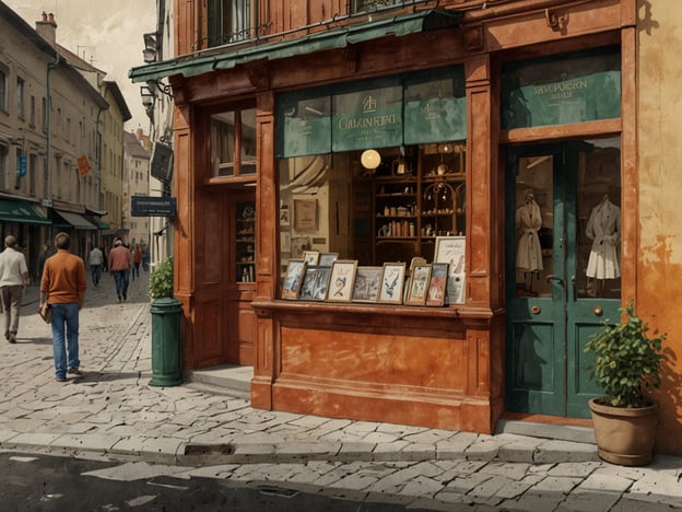 Auf dem Bild ist ein charmanter Laden zu sehen, der an eine malerische Straße erinnert. Er hat große Fenster, die verschiedene Artikel zeigen, möglicherweise Souvenirs, Kunsthandwerk oder Kleidung. Die Atmosphäre wirkt einladend, und die Straße ist lebhaft mit Passanten belebt.In Luzern findest du viele solcher Geschäfte, in denen du lokale Souvenirs wie Schweizer Schokolade, Uhren oder Handwerkskunst kaufen kannst. Ideal für einen Shoppingbummel!