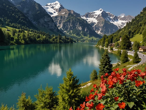 Auf dem Bild ist eine malerische Landschaft mit einem klaren, türkisfarbenen See, umgeben von majestätischen Bergen und üppigem Grün. Im Vordergrund blühen rote Blumen. Diese Szenerie vermittelt ein Gefühl von Ruhe und Schönheit der Natur.Wenn du eine Reise nach Lugano planst, hier sind einige Tipps:1. **Beste Reisezeit**: Das Klima in Lugano ist mild. Die besten Monate sind von Mai bis September, wenn das Wetter angenehm ist.2. **Anreise**: Lugano ist gut mit öffentlichen Verkehrsmitteln erreichbar. Die Stadt hat einen Bahnhof, der Verbindungen zu wichtigen Städten in der Schweiz und Italien bietet.3. **Unterkünfte**: Buche deine Unterkunft im Voraus, besonders in der Hochsaison. Es gibt viele Optionen, von Hotels bis hin zu Ferienwohnungen.4. **Aktivitäten**: Genieße Bootsfahrten auf dem Luganersee, wandere in den umliegenden Bergen und besuche die charmante Altstadt mit ihren Geschäften und Cafés.5. **Kulinarisches**: Probiere lokale Spezialitäten wie Risotto oder Polenta in einem der zahlreichen Restaurants.6. **Transport vor Ort**: Nutze die öffentlichen Verkehrsmittel oder erkunde die Stadt zu Fuß, um die schöne Umgebung besser zu genießen.Viel Spaß bei deiner Reiseplanung!