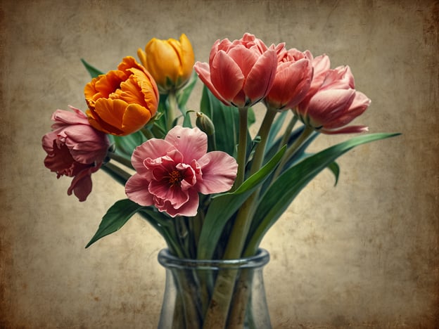 Auf dem Bild sind verschiedene Blumen in einem Glasvase zu sehen, darunter Tulpen in verschiedenen Farben wie Gelb, Pink und Orange.
Die beste Reisezeit für Locarno ist typischerweise von Mai bis September, wenn das Wetter warm und angenehm ist. Besonders der Sommer bietet viele Möglichkeiten für Outdoor-Aktivitäten und Festivals.