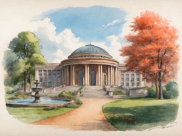 Auf dem Bild ist ein beeindruckendes Gebäude mit einem großen rundem Kupolendach und einer prächtigen Fassade zu sehen. Umgeben von einem gepflegten Garten mit Bäumen und einem Brunnen, strahlt die Szenerie eine einladende Atmosphäre aus.
Die Geschichte von Dyrehavsbakken, dem ältesten Vergnügungspark der Welt, erzählt von der Gründung eines Ortes für Freude und Erholung im 16. Jahrhundert. Dyrehavsbakken, oft einfach als "Bakken" bezeichnet, wurde in den grünenden Wäldern von Klampenborg in Dänemark angelegt und zieht bis heute zahlreiche Besucher an, die sich an den verschiedenen Fahrgeschäften und Attraktionen erfreuen möchten. Die Verbindung zur Natur und das Streben nach Vergnügen finden sich auch in der Ruhe und Schönheit der Darstellung des Gebäudes auf dem Bild.