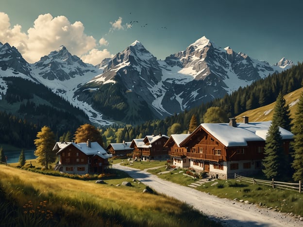 Auf dem Bild sieht man eine malerische alpine Landschaft, die sich perfekt für die Erlebnisse in Engelberg sowohl im Sommer als auch im Winter eignet. Im Vordergrund sind rustikale Holzhäuser zu sehen, umgeben von grünen Wiesen und Bäumen. In der Hintergrundlandschaft erheben sich majestätische, schneebedeckte Berge, die typisch für die Region sind.
Im Sommer kann man die blühenden Wiesen genießen, während im Winter die verschneiten Berge ideale Bedingungen für das Skifahren und Snowboarden bieten. Engelberg ist bekannt für seine beeindruckenden Landschaften und vielfältigen Freizeitmöglichkeiten in jeder Jahreszeit.