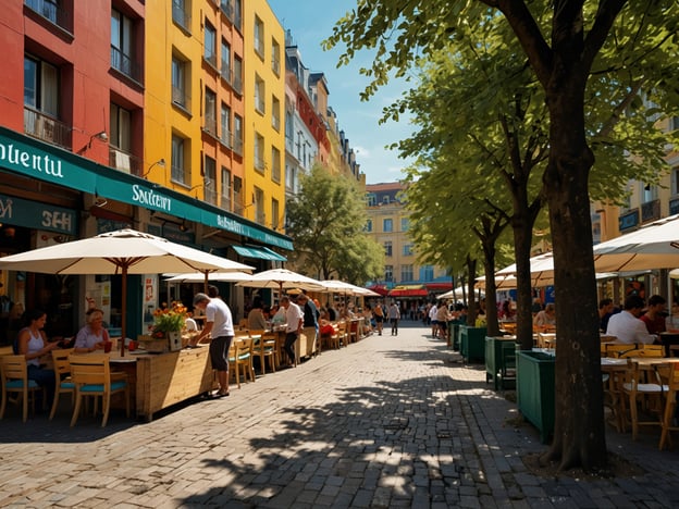 Auf dem Bild ist eine belebte Straße mit bunten Gebäuden und vielen Außensitzplätzen von Cafés und Restaurants zu sehen. Diese Art von Atmosphäre ist typisch für viele europäische Städte, besonders in Bereichen, die als Sehenswürdigkeiten gelten.
Einige Sehenswürdigkeiten, die du nicht verpassen solltest, sind:
1. **Die Altstadt** – Oft mit vielen engen Gassen und historischen Bauwerken, ideal für einen gemütlichen Spaziergang.
2. **Die Markthalle** – Hier findest du lokale Spezialitäten und frische Produkte.
3. **Parks oder Plätze** – Beliebte Orte zum Entspannen, oft mit wunderschönen Bäumen und Blumen.
4. **Kulturelle Einrichtungen** – Museen oder Theater, die die lokale Kultur und Geschichte widerspiegeln.
Diese Orte sind großartig, um die Atmosphäre der Stadt zu genießen und das lokale Leben kennenzulernen!