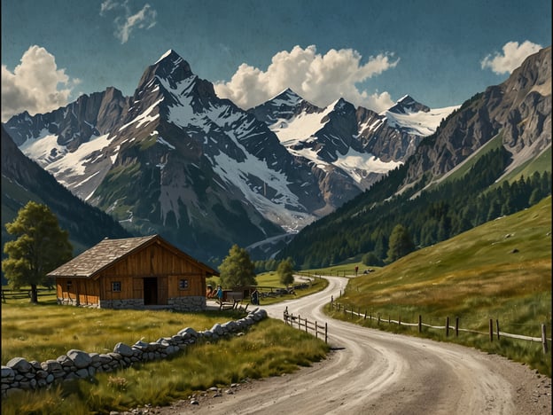 Auf dem Bild ist eine malerische Alpenlandschaft zu sehen, die zum Entdecken einlädt. Hier sind einige Must-See Sehenswürdigkeiten und Aktivitäten, die man in einer solchen Umgebung genießen kann:1. **Wanderungen**: Die majestätischen Berge bieten zahlreiche Wanderwege, ideal für Naturliebhaber und Abenteuerlustige. Beliebte Routen führen zu atemberaubenden Aussichtspunkten.2. **Bergsteigen**: Für erfahrene Bergsteiger gibt es verschiedene Gipfel, die erklommen werden können, um die spektakuläre Aussicht zu genießen.3. **Fotografie**: Die Landschaft ist perfekt für Fotografie. Die Kombination aus Bergen, Wiesen und traditionellen Holzhäusern bietet unzählige Motive.4. **Almhüttenbesuche**: Ein Besuch in einer typischen Almhütte, wo man regionale Spezialitäten genießen kann, ist ein Muss.5. **Naturerkundungen**: Die umliegenden Wälder und Wiesen sind ideal für Tierbeobachtungen und das Erleben der regionalen Flora und Fauna.6. **Radfahren**: Mountainbiking im Alpenraum kann aufregende Trails mit wunderbaren Ausblicken bieten.Diese Aktivitäten machen einen Aufenthalt in solch einer idyllischen Umgebung unvergesslich.