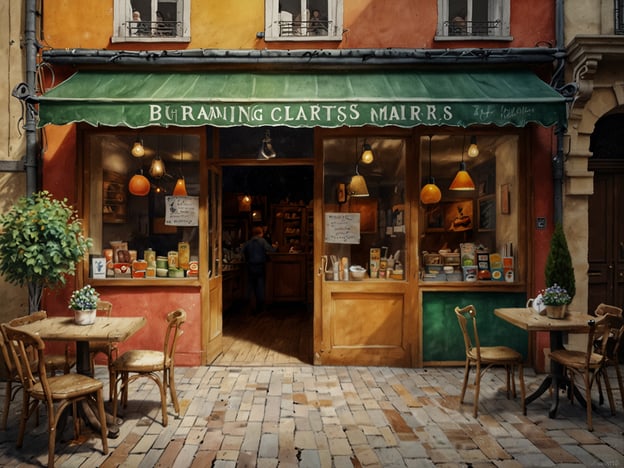 Auf dem Bild ist ein einladendes Café oder Bistro in einer malerischen Umgebung zu sehen, das einen Charme ausstrahlt. Es hat eine gemütliche Außenbestuhlung mit Holztischen und Stühlen sowie einer grünen Markise, unter der das Geschäftsschild zu erkennen ist. Die Fenster zeigen eine freundliche Inneneinrichtung.
In Eisenstadt gibt es viele kulinarische Highlights, die man in solch einem Café genießen könnte. Dazu gehören lokale Spezialitäten wie das Eisenstädter Wildschweinragout oder die berühmten Süßspeisen wie die Esterhazy-Torte. Auch die Weinverkostungen in der Umgebung, insbesondere von Weinen aus dem Burgenland, sind ein Genuss, den man nicht verpassen sollte. So könnte ein Besuch in einem solchen Café eine perfekte Ergänzung zu einem kulinarischen Ausflug in Eisenstadt sein.