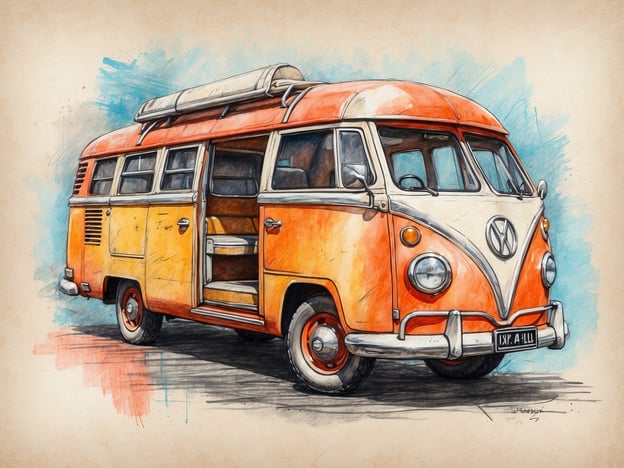 Auf dem Bild ist ein farbenfroher VW-Bus zu sehen, der im Retro-Stil gestaltet ist. Diese ikonischen Fahrzeuge sind besonders beliebt für Reisen, Camping und Roadtrips.
### Praktische Informationen und Tipps für den Besuch:
1. **Mietoptionen**: Wenn du einen VW-Bus für einen Roadtrip mieten möchtest, recherchiere lokale Vermietungsfirmen, die oft spezielle VW-Bus-Modelle anbieten.
2. **Camper-Ausrüstung**: Achte darauf, dass du die notwendige Campingausrüstung wie Schlafsäcke, Kochutensilien und Outdoor-Möbel einpackst. Viele VW-Busse verfügen über eine kleine Küche, die ideal für das Zubereiten einfacher Mahlzeiten ist.
3. **Routenplanung**: Plane deine Route im Voraus, um sicherzustellen, dass du schöne Campingplätze und Sehenswürdigkeiten ansteuern kannst. Beliebte Reiseziele sind Nationalparks oder Küstenstraßen.
4. **Verkehrsregeln**: Informiere dich über die Verkehrsregeln in dem Land oder Bundesland, in dem du fährst, um sicher und regelkonform unterwegs zu sein.
5. **Kultur und Veranstaltungen**: Halte Ausschau nach Volkswagen-Treffen oder Festivals, die oft in vielen Städten weltweit stattfinden. Diese Veranstaltungen sind eine großartige Möglichkeit, Gleichgesinnte zu treffen und die VW-Kultur zu feiern.
6. **Sicherheit**