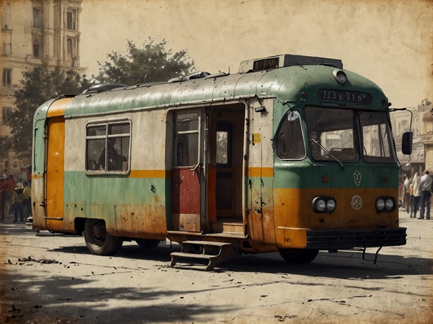 Auf dem Bild ist ein alter, farbenfroher Straßenwagen oder Bus zu sehen, der auf einer Straße steht. Die Außenfarbe besteht aus verschiedenen Farbtönen wie Grün, Orange und Gelb, und der Wagen wirkt etwas abgenutzt. Im Hintergrund sind Menschen zu sehen, die möglicherweise darauf warten, in das Fahrzeug einzusteigen oder sich in der Umgebung aufhalten.**Praktische Reisevorbereitungen:**1. **Transportmittel:** Informieren Sie sich im Voraus über lokale Transportmittel, wie zum Beispiel Straßenbahnen oder Busse, um Ihre Reise effizient zu planen.2. **Fahrzeiten:** Überprüfen Sie die Fahrpläne, um sicherzustellen, dass Sie zur richtigen Zeit am richtigen Ort sind.3. **Karten:** Laden Sie Offline-Karten herunter, damit Sie sich auch ohne Internetverbindung orientieren können.4. **Sicherheitsvorkehrungen:** Halten Sie wertvolle Gegenstände sicher aufbewahrt, während Sie öffentliche Verkehrsmittel nutzen.5. **Alternativen:** Planen Sie alternative Routen oder Verkehrsmittel, falls Ihr ursprünglicher Plan nicht funktioniert.