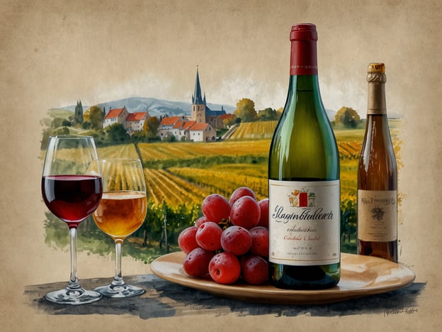 Auf dem Bild sind Weinflaschen, Gläser mit Wein und Trauben vor einer malerischen Landschaft mit Weinbergen und einem Dorf zu sehen. Diese Szenerie erinnert an die Wachau, eine berühmte Weinregion in Österreich.
In der Wachau finden zahlreiche Feste und Events statt, die die Weintradition und Kultur feiern. Dazu gehört das „Wachauer Weinherbst“-Fest, das jedes Jahr im Herbst stattfindet, wo lokale Winzer ihre Weine präsentieren und die Besucher die köstlichen Weine verkosten können. Ein weiteres Highlight ist die „Wachauer Marillenblüte“, die im Frühling gefeiert wird, wenn die Aprikosenbäume in voller Blüte stehen und verschiedene Veranstaltungen rund um die Marille stattfinden.
Diese Traditionen machen die Region zu einem beliebten Ziel für Weinliebhaber und Touristen.