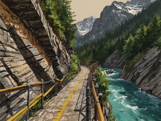 Auf dem Bild ist ein malerischer Wanderweg zu sehen, der entlang eines kristallklaren Flusses führt und von majestätischen Bergen umrahmt wird. Diese Szenerie eignet sich hervorragend für Familien und Abenteurer, die Naturerlebnisse suchen.
Hier sind einige Aktivitäten, die man in einer solchen Umgebung genießen kann:
1. **Wandern und Spazierengehen**: Familien können den traumhaften Wanderweg erkunden. Ideal für alle Altersgruppen, eignet sich dieser Weg perfekt für entspannte Ausflüge.
2. **Picknicken**: Die schöne Natur lädt ein, ein Picknick am Flussufer zu machen. Die Kinder können spielen und die Erwachsenen die ruhige Umgebung genießen.
3. **Fotografieren**: Die beeindruckende Landschaft bietet viele Fotomöglichkeiten. Reisende können die atemberaubende Schönheit der Natur festhalten.
4. **Vogelbeobachtung**: In dieser unberührten Natur gibt es viele Vögel zu beobachten, was besonders für Tierliebhaber ein spannendes Erlebnis ist.
5. **Kajakfahren**: Der Fluss könnte auch für Wassersportarten wie Kajakfahren geeignet sein, was ein aufregendes Abenteuer für die ganze Familie darstellt.
Diese Aktivitäten machen den Aufenthalt in einer solchen malerischen Umgebung zu einem unvergesslichen Erlebnis für die ganze Familie!